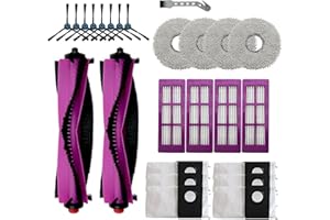 CLEANCRAFTER 6-in-1 Replacement Parts Kit for Eureka J15 Pro Ultra Robot Vacuum and Mop - 2 Main Roller Brushes, 8 Side Brushes, 4 HEPA Filters, 6 Dust Bags, 4 Mop Pads, 1 Ceaning Tool, 3-Month Supply