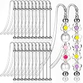 24 Pcs Beadable Bookmarks DIY Metal Blank Bar Bookmark Silver for Beads DIY Bookmarks Craft Jewelry Pendant Charm Gift for Book Lovers Student Teacher Office Supplies
