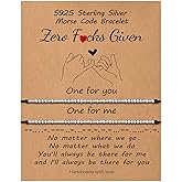 S925 Sterling Silver Morse Code Bracelets for Women, 2pcs Morse Code Bracelets Set Pinky Promise Matching Bracelets for Couples Friends Friendship Bracelets Valentine's Day Birthday Gifts for Women