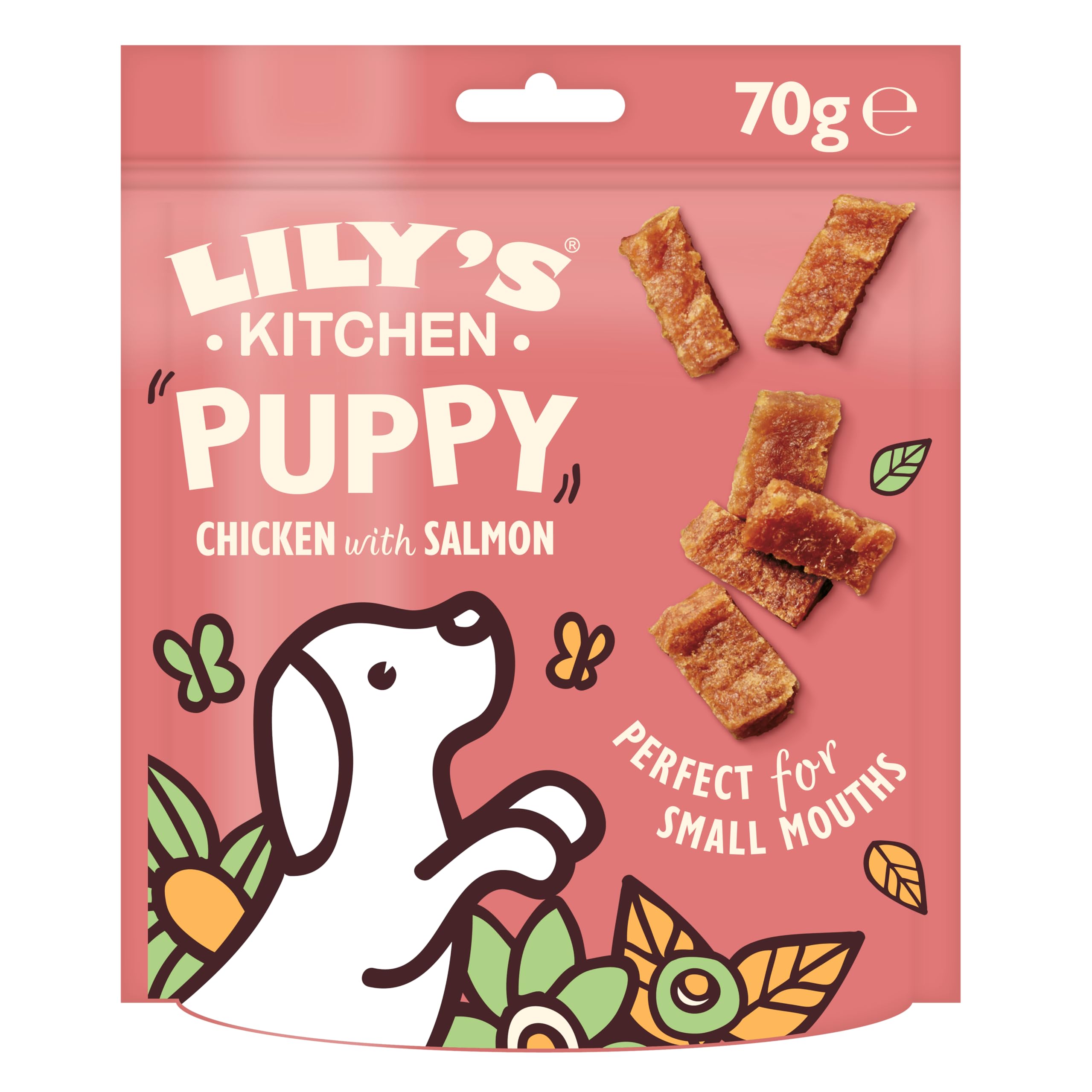 Lily’s Kitchen Made with Natural Ingredients Puppy Dog Treats Packet Chicken Nibbles with Salmon Grain-Free Recipes 8 x 70g — image 1