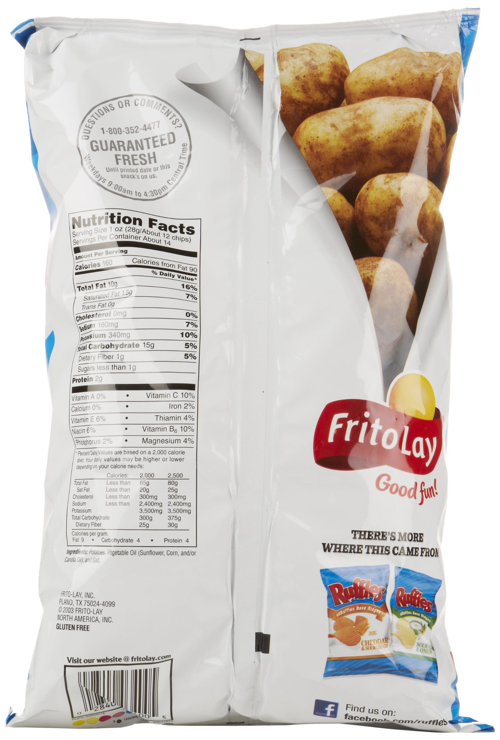 Ruffles Original Potato Chips, Party Size! (13.5 Ounce) Buy Online in