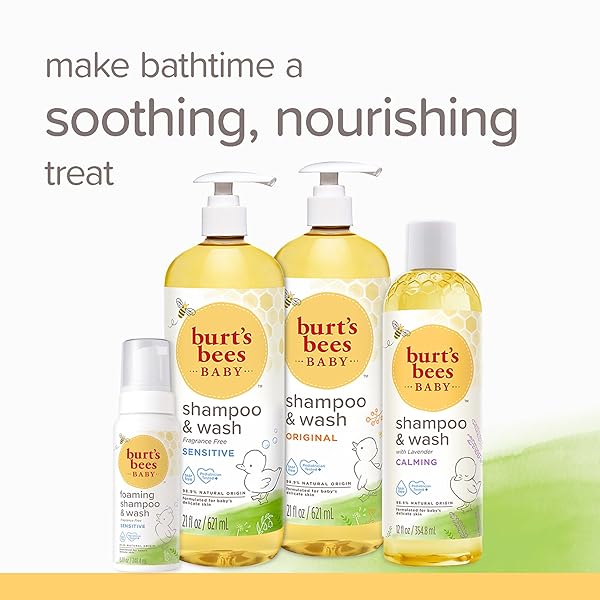 BURT’S BEES BABY CALMING SHAMPOO AND WASH WITH LAVENDER, TEAR-FREE, 12 FLUID OUNCES