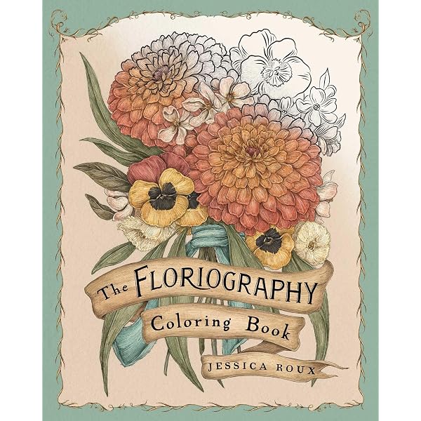 Victorian Flower Language in Art Nouveau: Floriography Grayscale