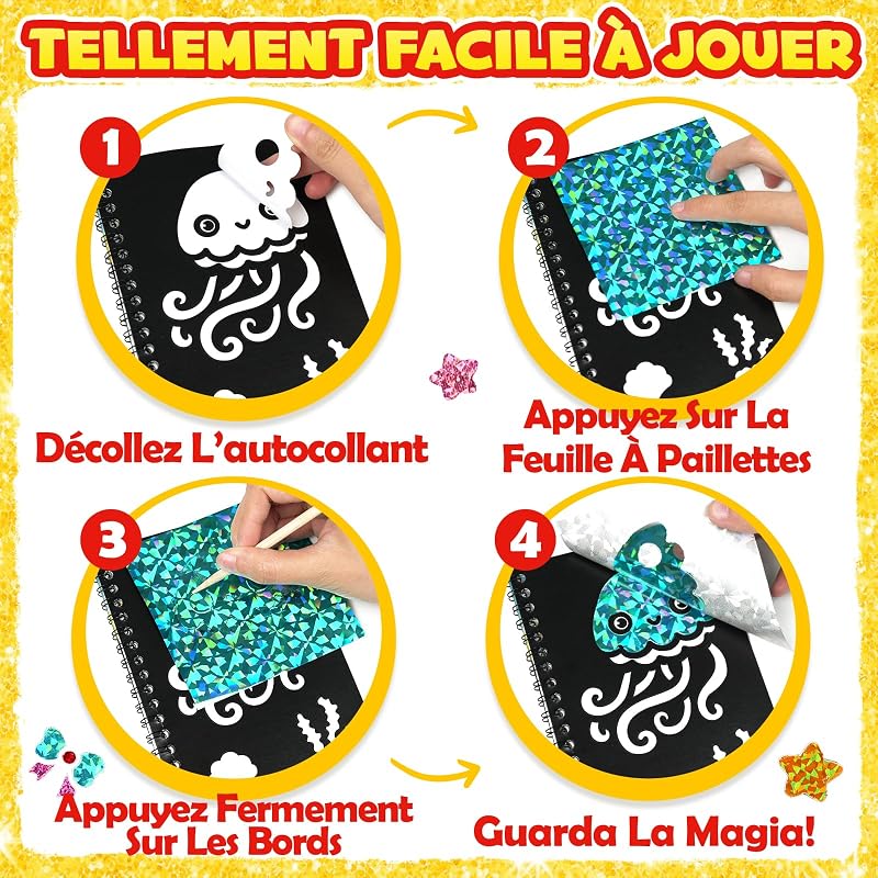 Feuilles pour Art du Foil - Livre de Coloriage et Activité Créative 2 en 1, Cadeau d'Anniversaire ou Scolaire pour Enfants de 4-10 Ans, Loisirs Créatifs pour Filles et Garçons (Classique 16) — photo 4 sur 7