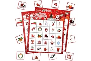 WSEPASCI Christmas Bingo Game Cards for Kids, 24 Players Christmas Bingo Cards, Christmas's Games for Kids Adults Gifts Family Large Group Activities Xmas Holiday School Classroom Indoor Party Games Supplies