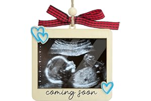 HANGWOOUS Ultrasound Picture Frame Ornament with Plastic Cover - Baby Coming Soon Announcement for Grandparents, Husband - Sonogram Photo Frame Ornament - Ultrasound Picture Protector - Expecting Mom Gifts