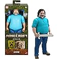 Mattel Minecraft Large-Scale Action Figure, 12-inch Posable Steve Toy Collectible Inspired by A Minecraft Movie