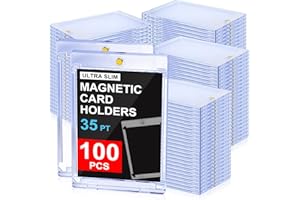 YZtree 100ct Magnetic Trading Card Holders: 35pt One Touch Card Holder, U-V Protection Hard Plastic Magnetic Cards Case for Sports Game, Football, Baseball Cards