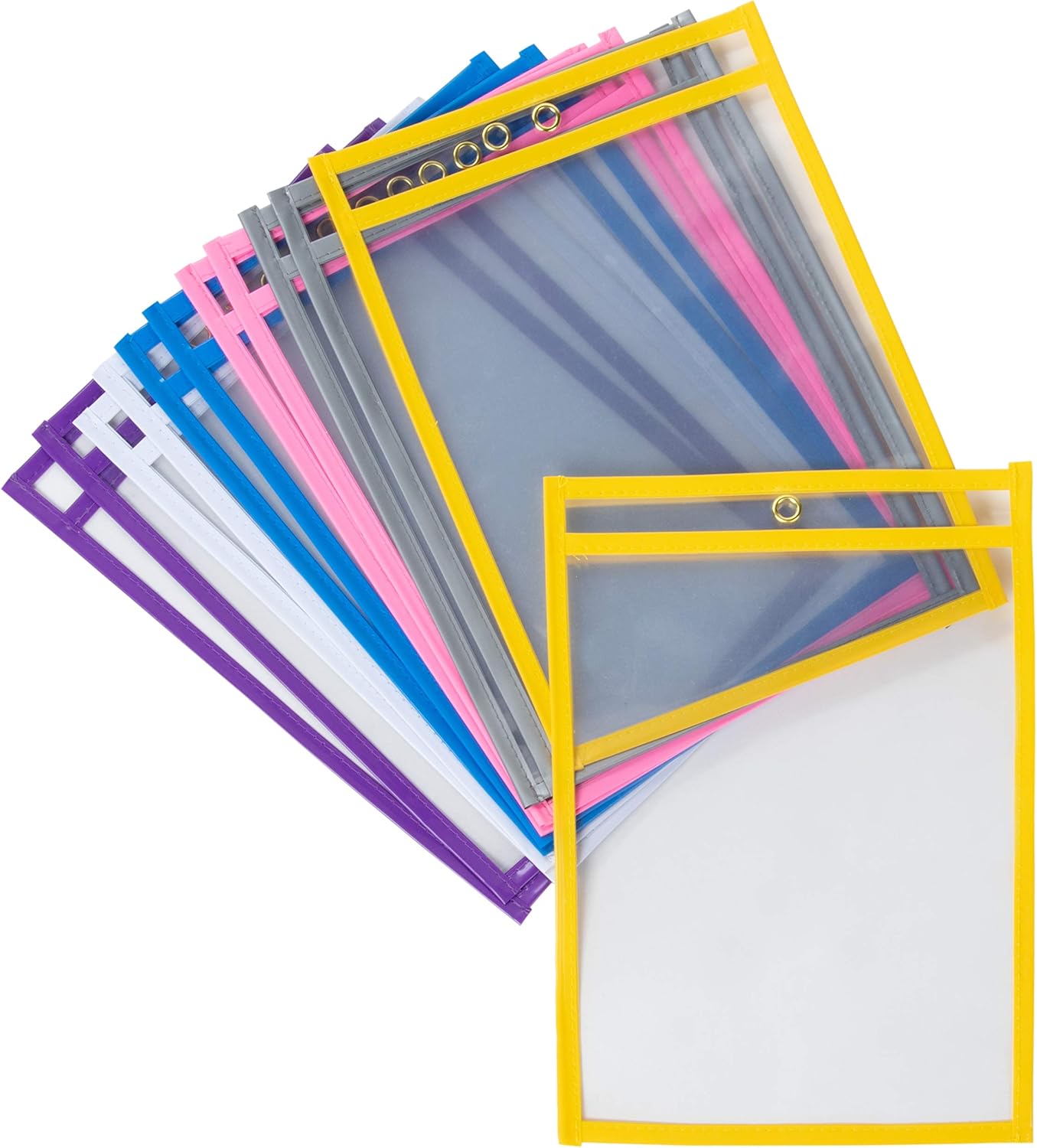 Dry Erase Pockets 12Pack Reusable Plastic Sheet