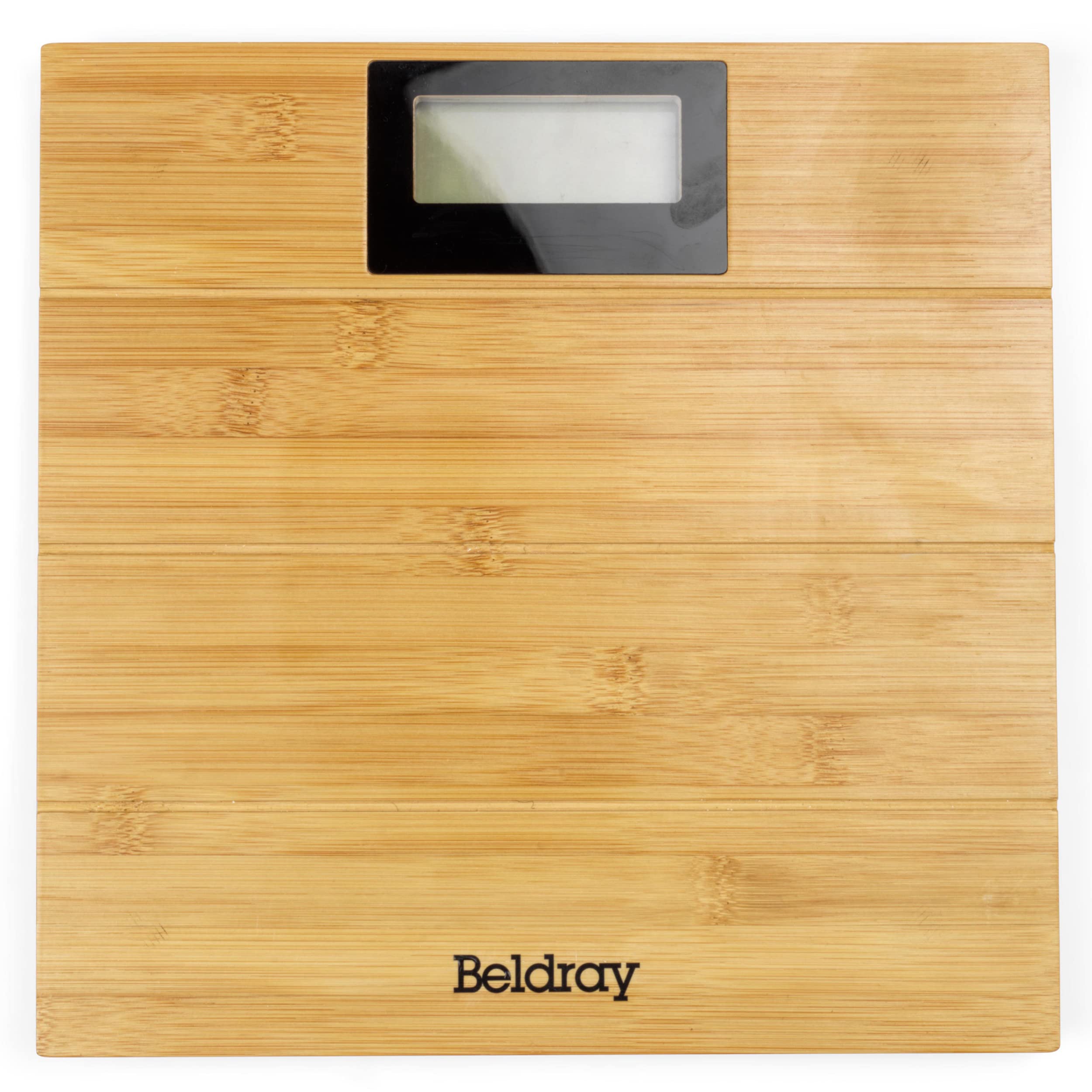 Beldray LA086495TS Digital Electronic Bathroom Scale, Water Resistant Bamboo Body Weight Bath Scales, Step-On Easy Read LED Display, Measures st/lbs/kg, High Strain Gauge Sensors, Max Capacity 180kg