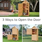 Tangzon Wooden Garden Storage Shed 5 Shelves Lockable Double Door 70x45x160cm view 3