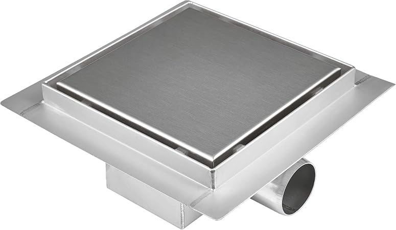 Scarico A Pavimento Doccia Quadrato 10,2 Cm - Acciaio Inox SUS304, Con Filtro Capelli Rimovibile