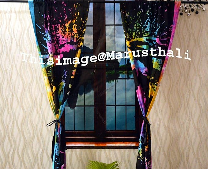 Include 2 Panel Set Curtain Multicolor Tie Dye Bob Marley Curtain