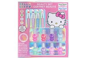 Townley Girl Hello Kitty Nail Polish and Lip Gloss Kids Makeup Set for Girls, Birthday Gift Parties, Sleepovers & Makeovers for Age 3