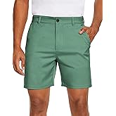 PULI Men's Golf Dress Shorts Flat Front Hybrid 7 Inch Lightweight Quick Dry Chino Casual with Pockets
