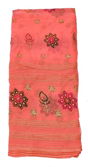 Womens Chiffon Jaipuri Rajasthani Saree With Blouse