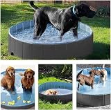 Yaheetech PVC Foldable Pet Pool 140x30cm Portable Dog Bath Black view 2
