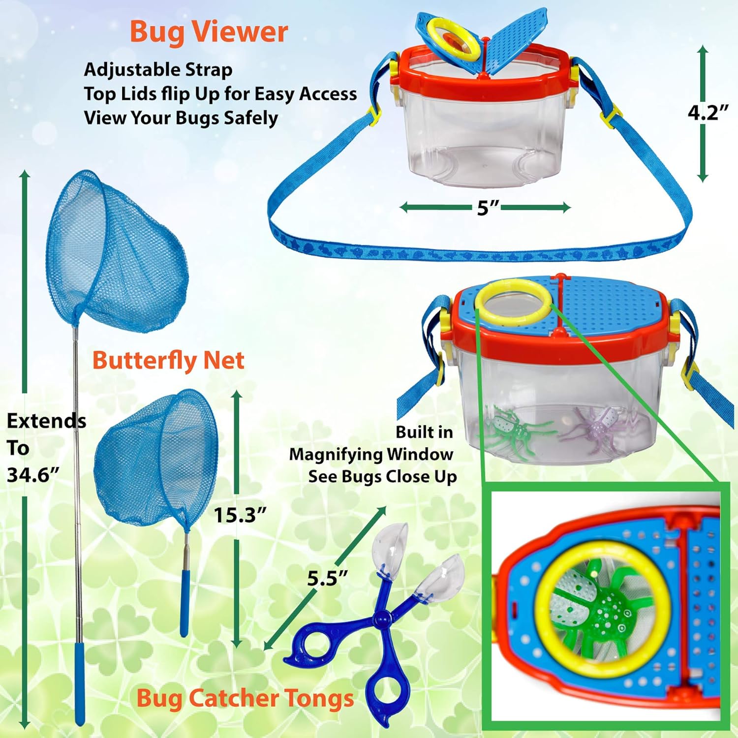 OzBSP Kids Outdoor Adventure Kit. Kids Explorer Kit. Nature Exploration Toy for Boys Girls. Bug Catching Pack. Safari Vest & Hat Costume, Binoculars, Tweezers, Magnifying Glass, Butterfly Net, Compass: Clothing