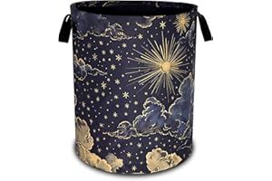 RKYAFFERISMA Beautiful Sun Stars Moon Laundry Basket Oxford Cloth Clouds Laundry Hamper With Handle Foldable Portable Clothes Storage Basket 18.9 X 16.5 In Storage Bag For Laundry Room/Bathroom/Bedroom/Dormitories