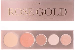 100% PURE Rose Gold Makeup Palette All in One Compact 3 Eyeshadow, Blush, Face Highlighter, Fruit Pigmented Natural Warm Metallic Shimmer for All Skin Types - Vegan (Glowy Rose Gold Metallics)