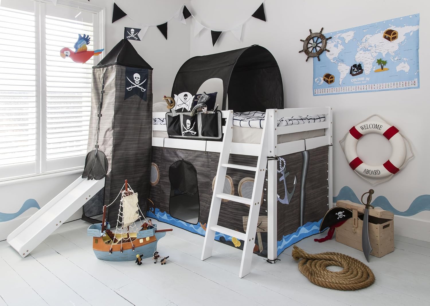 Childrens Sleeper Single Cabin Bed Tent Bedroom Midsleeper With
