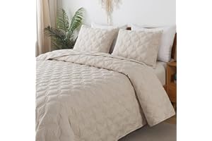 Litanika Beige California King Size Quilt Set - Oversized Summer Lightweight Comforter Bedspreads & Coverlets - Boho Farmhouse Bedding Cover Bed Decor - 3 Pieces (1 Quilt, 2 Pillowcases)