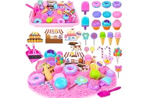 Bloolilies Sensory Bin Toys for Kids, Ice Cream Play Sand Set with Magic Sand Toy, Ice Cream Toy Molds and Cleaning Tools Sandbox with Lid Sand Art Kits for Girls Toddlers Birthday Christmas Gift