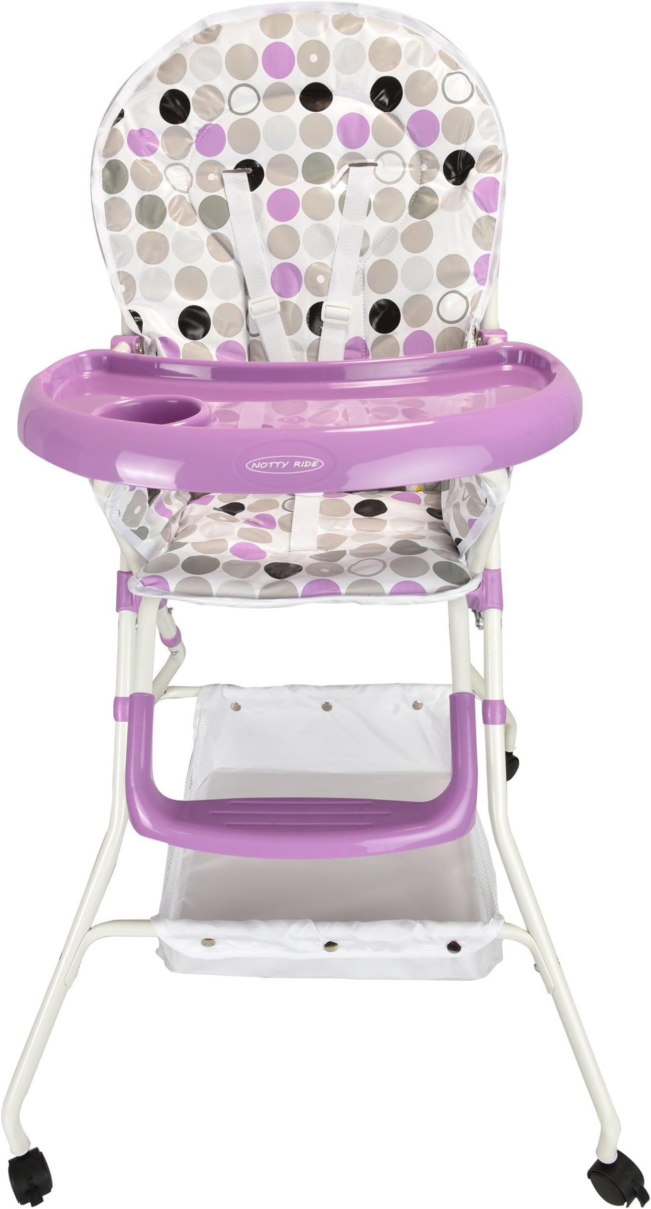 Notty Ride Foldable Baby High Chair with Wheels and Mesh Basket(Purple)