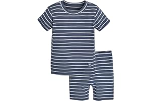 moimoln Stripe Pajamas Set 12M-8Y Ribbed Unisex Baby & Toddler, Soft Viscose, Snug-Fit, Everyday Sleepwear