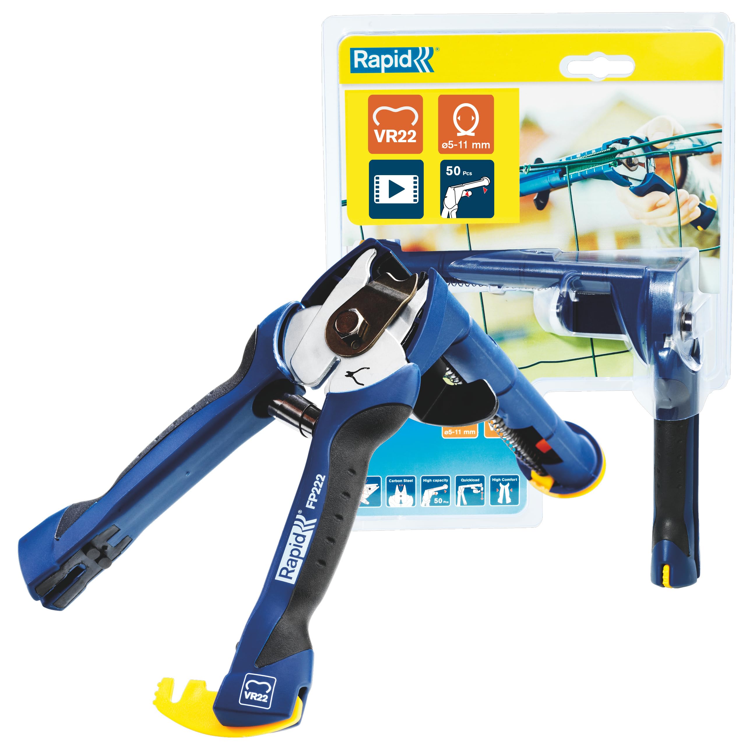 Rapid FP222 Fence Pliers for VR22 Fence Hogrings with High Capacity Magazine, Ergonomic Soft Handle, and Easy Storage Features (23468100)