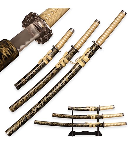 Amazon.com: Master Cutlery 3 Piece Dragon Samurai Sword Set with