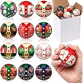 JellyArch 16 Pcs Christmas Ugly Sweater Stress Balls Bulk 2 Inch Christmas Foam PU Squeeze Balls Mini Stress Relief Toys Xmas Party Favors Goodie Bag Fillers Stocking Stuffer Gifts