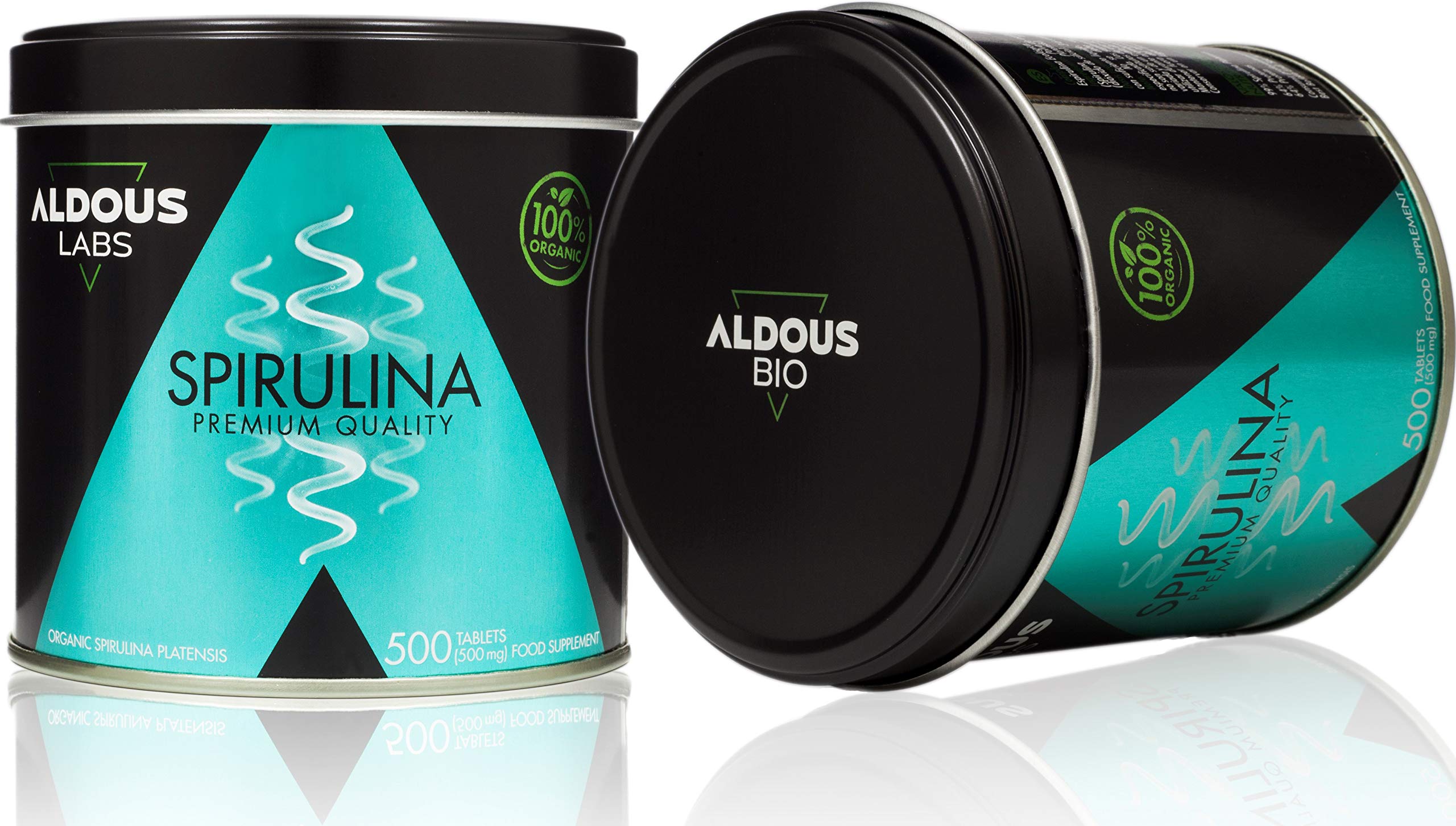 Spiruline biologique Premium - 165 jours de traitement - 500 comprimés de 500 mg - Protéine végétale rassurante - DETOX - Zéro plastique - Certifié Bio