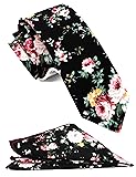 ZENXUS Mens Cotton Skinny Black Floral Tie Combo