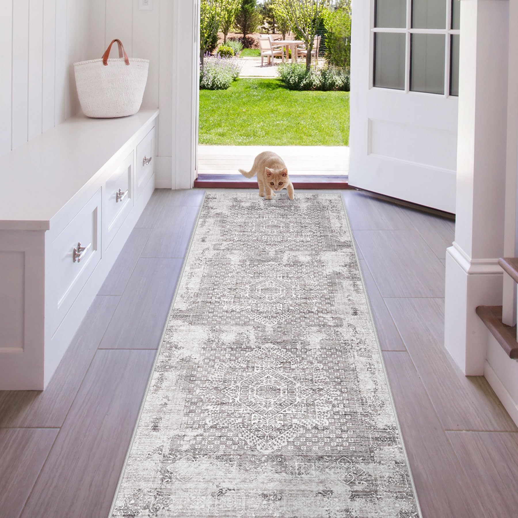 Area Rug 2x6 Runner Rug: Washable Vintage Hallway