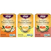 Yogi Energy Variety (3 Pack) Organic Sampler & Tea Gift Set – Contains Caffeine – 48 Tea Bags