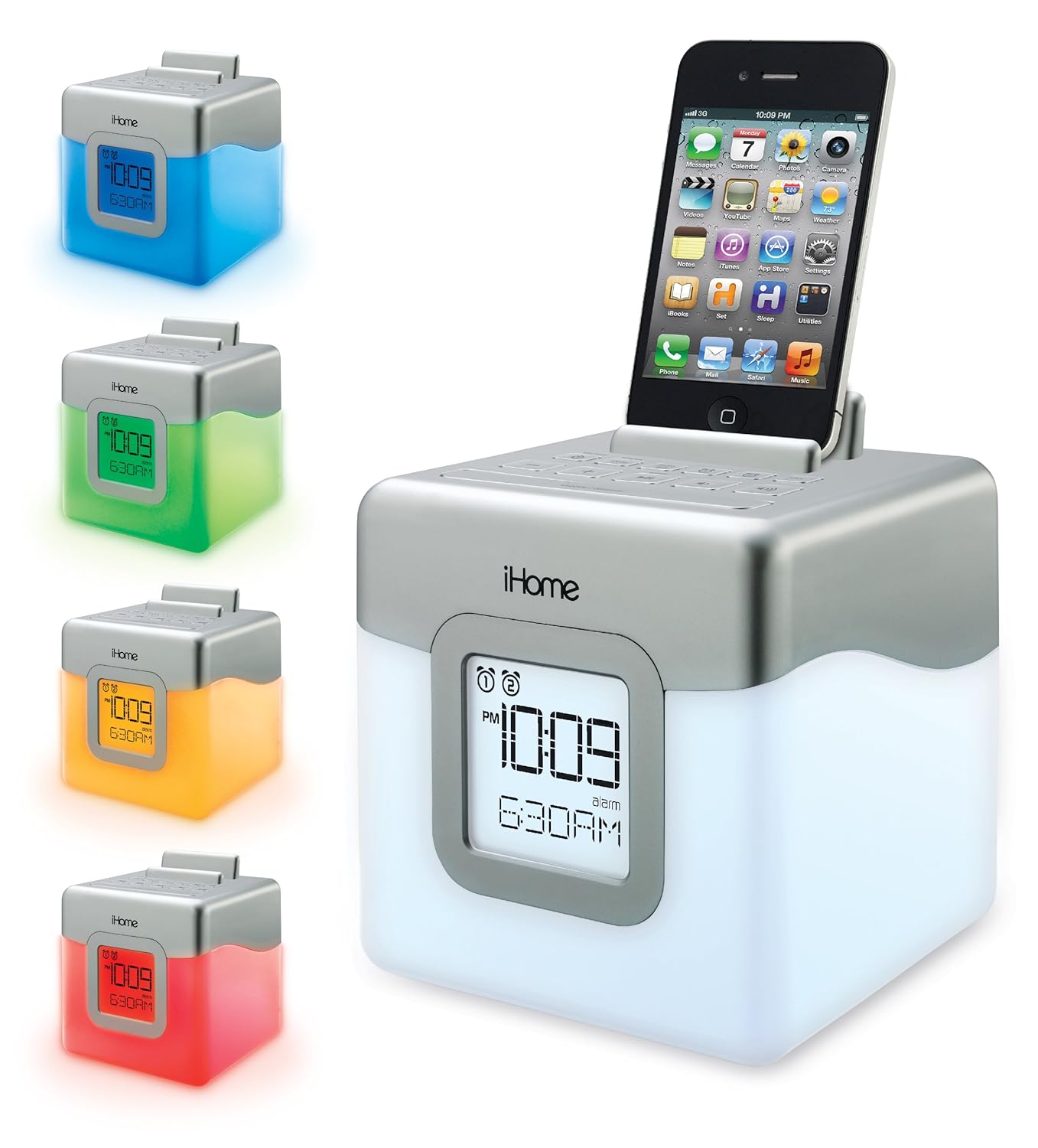 Amazon.com: iHome IHM28W2 Color Changing Alarm Clock FM Radio with USB  Charging: Home Audio & Theater
