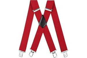 CWKOON Men's Suspender Trousers Braces with Strong 2 inch Wide 4 Clips Heavy Duty for Men X Style Adjustable Suspenders