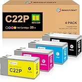 SINOPRINT Remanufactured SJIC22P Pigment Ink Cartridge Kit | for Colorworks TM-C3500 TM-C3510 TM-C3520 (C33S020577, C33S020581, C33S020582, C33S020583)