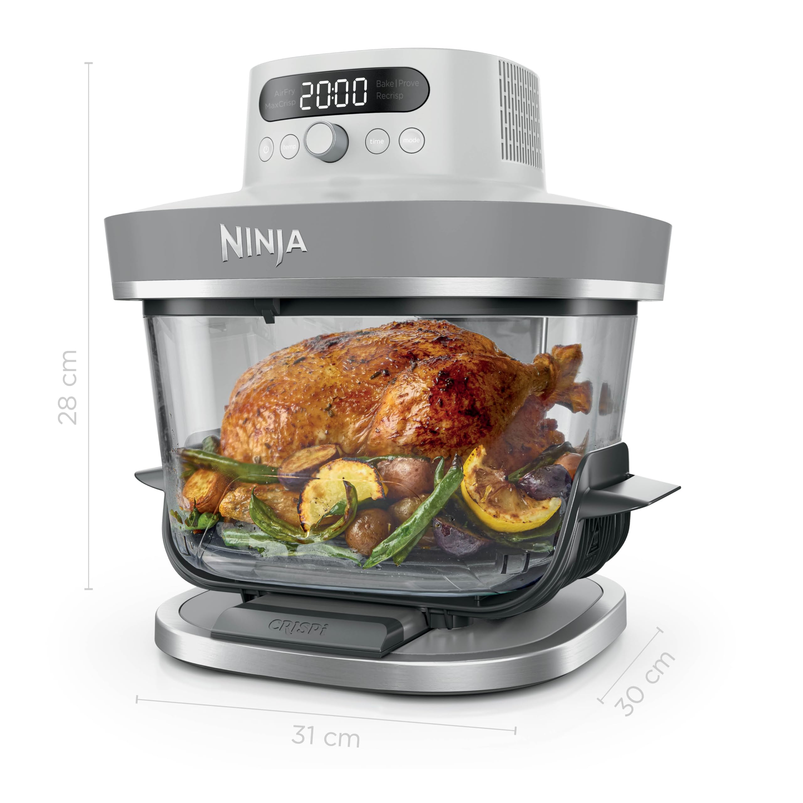 Ninja CRISPi PRO XL Glas-Heißluftfritteuse (Air-Fryer), 5 voreingestellte Zubereitungsfunktionen, inkl. CleanCrisp-Glasbehälter (5,7 l und 2,3 l) und Aufbewahrungsdeckel, Weiß AS090EUWH 3