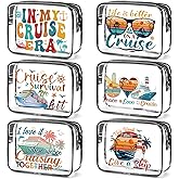 Falueqg Cruise Ship Essentials Must Haves, 6Pcs Clear Makeup Bags, Cruising Survival Kit, Waterproof PVC Cosmetic Bag with Zipper Travel Vacation Pouch, Cruise Accessories Gifts for Women Girls