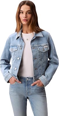 Donna Giacca in Jeans Classic Trucker con Taschini sul Petto, Marrone (Coastal Light), M