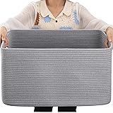 OIAHOMY 75L Large Blanket Basket, Woven Blanket