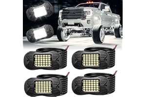 SHINIGHT 4 Pods White Rock Lights 6000K Pure White Super Bright Underglow Light,10FT/3M Extension Wires Each Light,36 LED SMD Chips,Waterproof IP68,Rock Lights for Trucks UTV ATV SUV Boats
