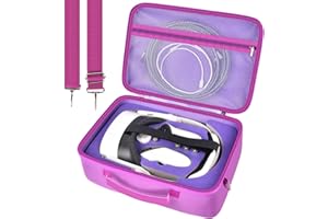 COMECASE Hard Carrying Case for Meta Quest 3s/ Quest 3/ for Oculus Quest 2 Official Original/Elite Strap VR Headset and Controller Accessories, Portable Travel Storage Bag for Home, Outdoor - Purple