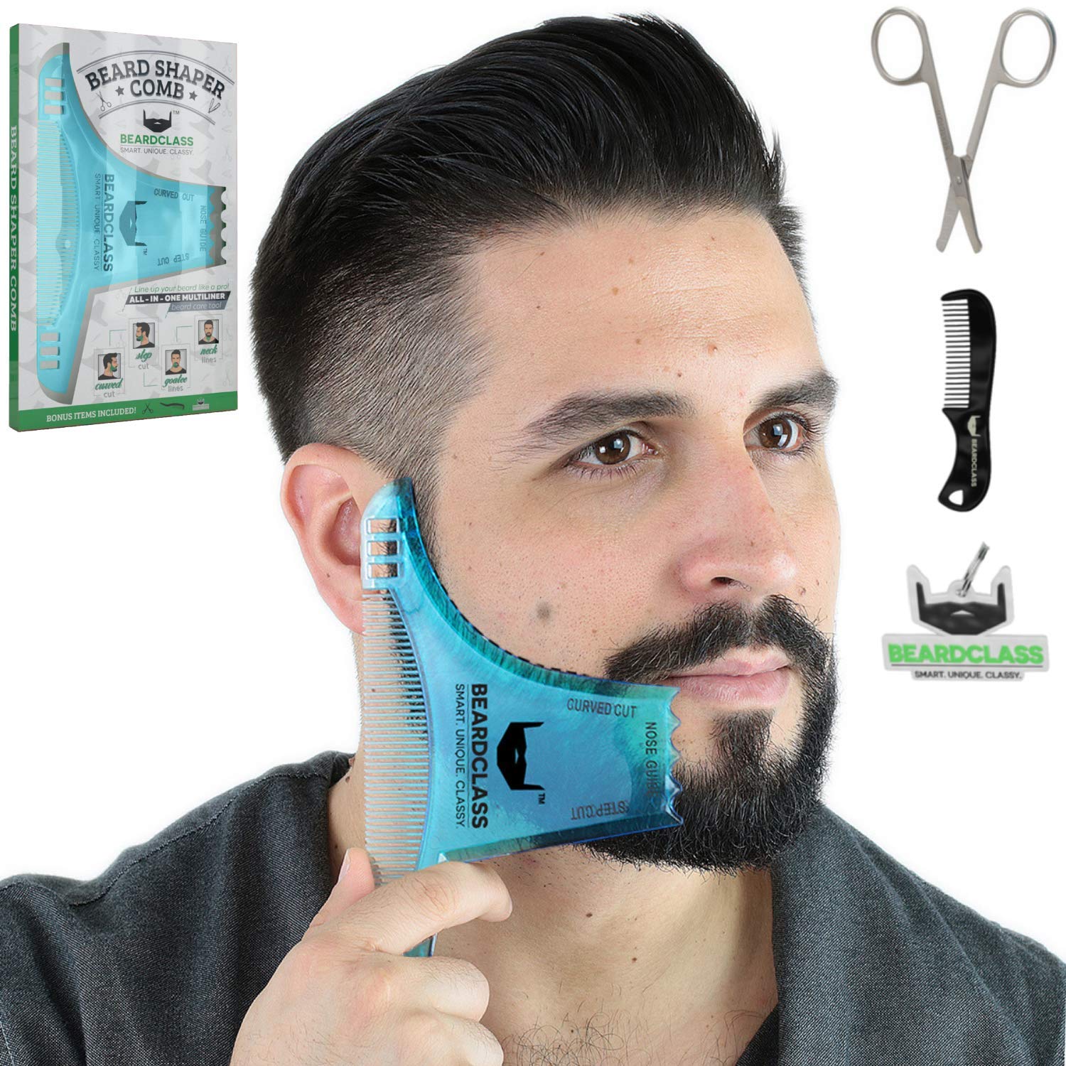 BEARDCLASS Beard Shaping Tool - 8 in 1 Comb