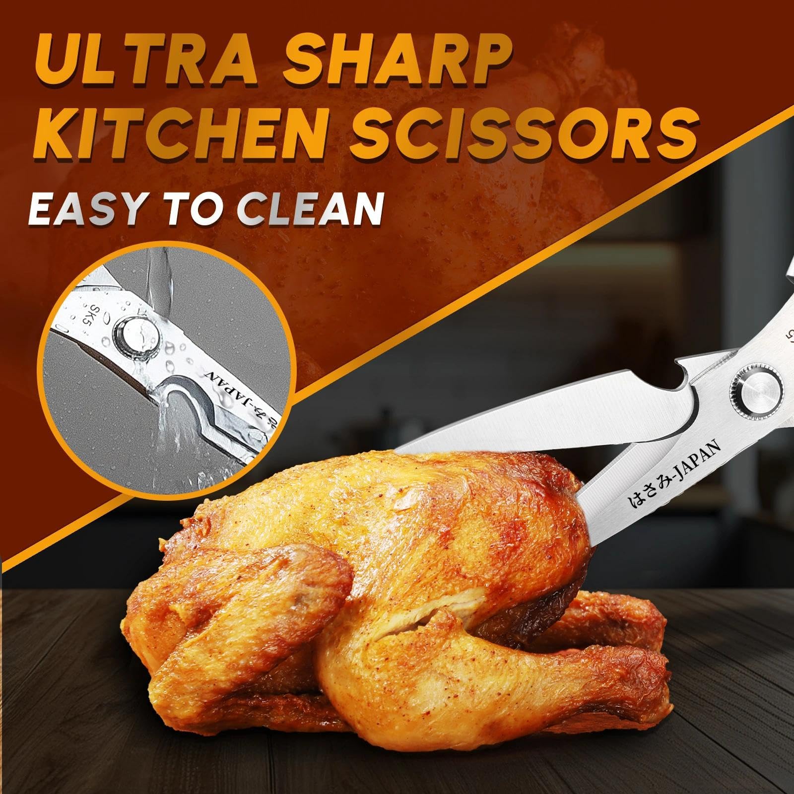 Dream Reach Küchenschere Set Silber - Edelstahl Geflügelschere, Scharf Haushaltsschere und Verlängert Küchen Schere für Fleisch, Hühnerknochen und Pute Geschenke für Mama 2
