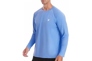 Roadbox Men's UPF 50+ Rash Guard Long Sleeve, Cool Dry UV Sun Protection Water T-Shirts, Lightweight Fishing Hiking Shirts