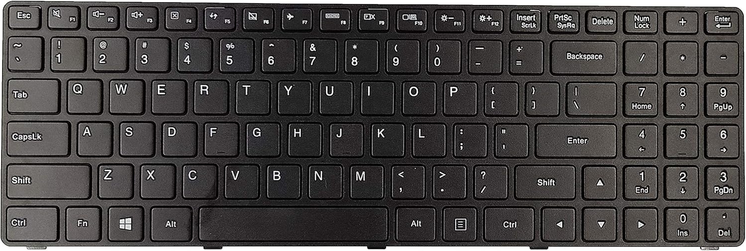 KBR Replacement Keyboard for Lenovo ideapad 100-15IBD 80QQ 80QQ00E6US B50-50 SN20J78609 V6385H with Frame Without Backlight US Layout