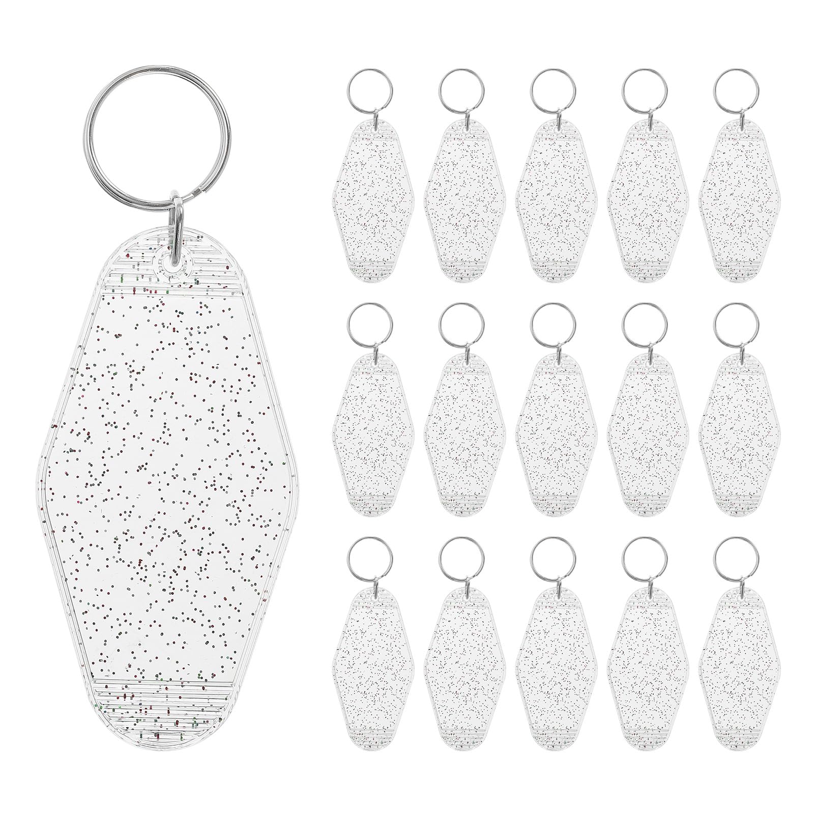 PATIKIL Vintage Motel Keychain, 16 Pack Blank Hotel Keychains Rhombus Retro Key Tag for DIY Crafts Ornament Backpack Luggage Labels Tags, Clear White with Spots